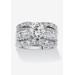 Women's Platinum over Silver Bridal Ring Set Cubic Zirconia (5 5/8 cttw TDW) by PalmBeach Jewelry in Silver (Size 7)
