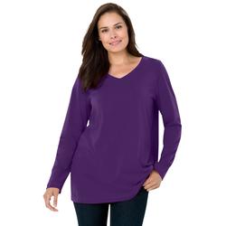 Plus Size Women's Perfect Long-Sleeve V-Neck Tee by Woman Within in Radiant Purple (Size 4X) Shirt