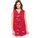 Plus Size Women's Sleeveless Notch-Neck Tunic by Woman Within in Vivid Red Stencil Bandana (Size 18/20)
