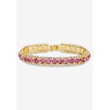 Women's Gold Tone Tennis Bracelet (10mm), Round Birthstones and Crystal, 7" by PalmBeach Jewelry in October