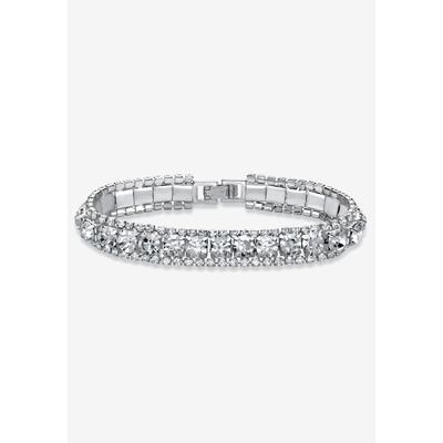 Women's Silver Tone Tennis Bracelet Simulated Birthstones and Crystal, 7" by PalmBeach Jewelry in April