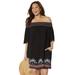 Plus Size Women's Rhiannon Embroidered Cover Up Dress by Swimsuits For All in Black (Size 10/12)
