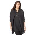 Plus Size Women's Georgette Button Front Tunic by Jessica London in Black (Size 28 W) Sheer Long Shirt