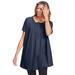 Plus Size Women's Short-Sleeve Pintucked Henley Tunic by Woman Within in Navy (Size 18/20)