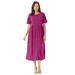 Plus Size Women's Button-Front Essential Dress by Woman Within in Raspberry Polka Dot (Size 3X)