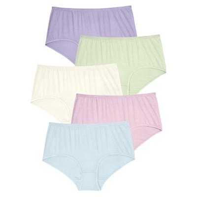Plus Size Women's Full Coverage Stretch Cotton Brief 5-Pack by Comfort Choice in Pastel Pack (Size 16) Underwear