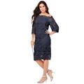 Plus Size Women's Off-The-Shoulder Lace Dress by Roaman's in Navy (Size 28 W)