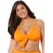 Plus Size Women's Mentor Tie Front Bikini Top by Swimsuits For All in Orange (Size 12)