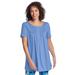 Plus Size Women's Short-Sleeve Pintucked Henley Tunic by Woman Within in French Blue (Size 34/36)