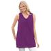 Plus Size Women's Perfect Sleeveless Shirred V-Neck Tunic by Woman Within in Plum Purple (Size 3X)