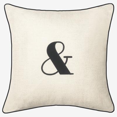 Embroidered Appliqued "&" Decorative Pillow by Levinsohn Textiles in Oyster Black
