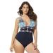 Plus Size Women's Plunge One Piece Swimsuit by Swimsuits For All in Engineered Navy (Size 18)