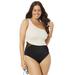 Plus Size Women's One Shoulder One Piece Swimsuit by Swimsuits For All in Black Cream (Size 22)