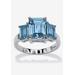 Women's Sterling Silver 3 Square Simulated Birthstone Ring by PalmBeach Jewelry in March (Size 8)