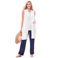 Plus Size Women's Lightweight Linen Vest by Woman Within in White (Size 14/16)