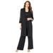 Plus Size Women's Three-Piece Lace & Sequin Duster Pant Set by Roaman's in Black (Size 30 W) Formal Evening