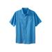 Men's Big & Tall Short-Sleeve Linen Shirt by KingSize in Pacific Blue (Size XL)