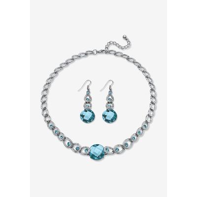 Women's Silver Tone Collar Necklace and Earring Set, Simulated Birthstone by PalmBeach Jewelry in December