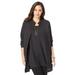 Plus Size Women's Georgette Button Front Tunic by Jessica London in Black (Size 12 W) Sheer Long Shirt