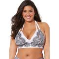 Plus Size Women's Avenger Halter Bikini Top by Swimsuits For All in Foil Black Lace Print (Size 18)