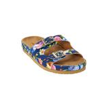 Wide Width Women's The Maxi Footbed Sandal by Comfortview in Navy Floral (Size 9 W)