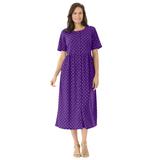 Plus Size Women's Button-Front Essential Dress by Woman Within in Radiant Purple Polka Dot (Size L)