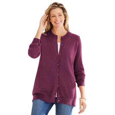 Plus Size Women's Perfect Long-Sleeve Cardigan by Woman Within in Deep Claret (Size L) Sweater