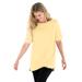 Plus Size Women's Perfect Cuffed Elbow-Sleeve Boat-Neck Tee by Woman Within in Banana (Size 4X) Shirt