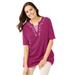 Plus Size Women's 7-Day Embroidered Layered-Look Tunic by Woman Within in Raspberry Flower Embroidery (Size 38/40)