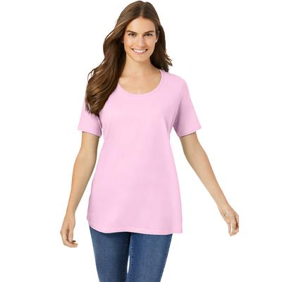 Plus Size Women's Perfect Short-Sleeve Scoopneck Tee by Woman Within in Pink (Size 5X) Shirt
