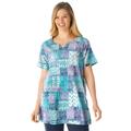 Plus Size Women's 7-Day Print Patchwork Knit Tunic by Woman Within in Waterfall Geo Patchwork (Size 26/28)