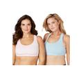 Plus Size Women's Wireless Sport Bra 2-Pack by Comfort Choice in Pastel Pack (Size M)