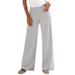 Plus Size Women's Wide-Leg Soft Knit Pant by Roaman's in Medium Heather Grey (Size 2X) Pull On Elastic Waist