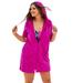 Plus Size Women's Hooded Terry Swim Cover Up by Swim 365 in Bright Fuchsia (Size 38/40) Swimsuit Cover Up