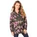 Plus Size Women's Long-Sleeve Kate Big Shirt by Roaman's in Purple Rose Floral (Size 28 W) Button Down Shirt Blouse