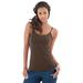 Plus Size Women's Bra Cami with Adjustable Straps by Roaman's in Chocolate (Size L) Stretch Tank Top Built in Bra Camisole