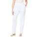 Plus Size Women's Straight-Leg Soft Knit Pant by Roaman's in White (Size 6X) Pull On Elastic Waist