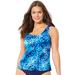 Plus Size Women's Classic Tankini Top by Swimsuits For All in Blue Sparks (Size 16)