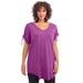 Plus Size Women's Ruched-Sleeve Ultra Femme Tunic by Roaman's in Purple Magenta (Size 26/28) Long Shirt