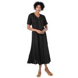 Plus Size Women's Short-Sleeve Button-Front Dress by Woman Within in Black Polka Dot (Size 22 W)