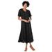 Plus Size Women's Short-Sleeve Button-Front Dress by Woman Within in Black Polka Dot (Size 22 W)