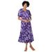 Plus Size Women's Short-Sleeve Button-Front Dress by Woman Within in Radiant Purple Tossed Bouquet (Size 18 W)