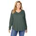 Plus Size Women's Washed Thermal V-Neck Tee by Woman Within in Pine (Size 38/40) Shirt