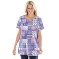 Plus Size Women's 7-Day Print Patchwork Knit Tunic by Woman Within in Navy Geo Patchwork (Size 18/20)