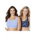 Plus Size Women's Wireless Sport Bra 2-Pack by Comfort Choice in Evening Blue Daisy Pack (Size 2X)