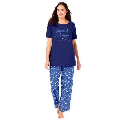 Plus Size Women's Graphic Tee PJ Set by Dreams & Co. in Evening Blue Pajamas (Size 6X)