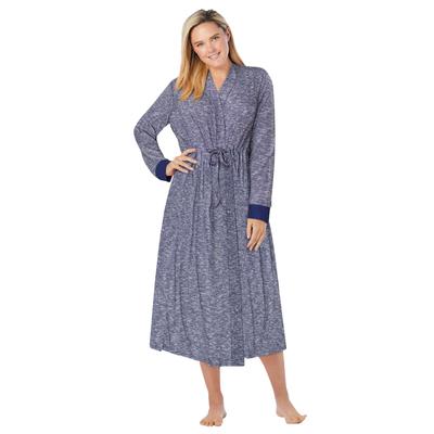 Plus Size Women's Marled Long Duster Robe by Dreams & Co. in Evening Blue Marled (Size 22/24)
