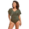 Plus Size Women's Flutter-Sleeve One-Piece by Swim 365 in Gold Foil Dots (Size 26) Swimsuit