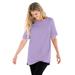 Plus Size Women's Perfect Cuffed Elbow-Sleeve Boat-Neck Tee by Woman Within in Soft Iris (Size 3X) Shirt