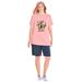 Plus Size Women's 2-Piece Knit Tee and Short Set by Woman Within in Soft Pink Cactus (Size 38/40) Sweatsuit